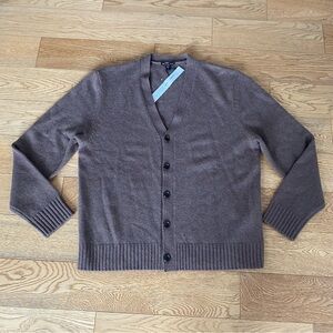 James Perse Men's Cardigan Sweater 100% Cashmere Quiet Luxury Brown Thick